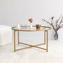 Hanah Home Gold Sun S404 Mesa de Centro con Cristal Templado Dorado